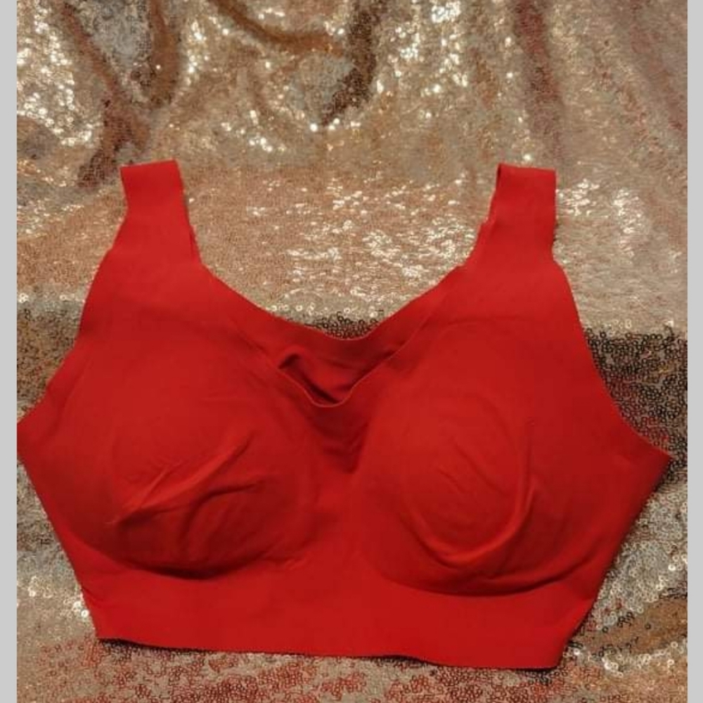 Aerie Real Free Seamless Bralette-Size Small- Red- Removable Padding-